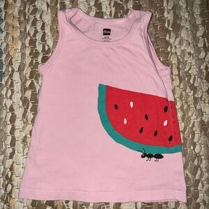 Tea Collection Pink Tank Top with Watermelon and Ant Design